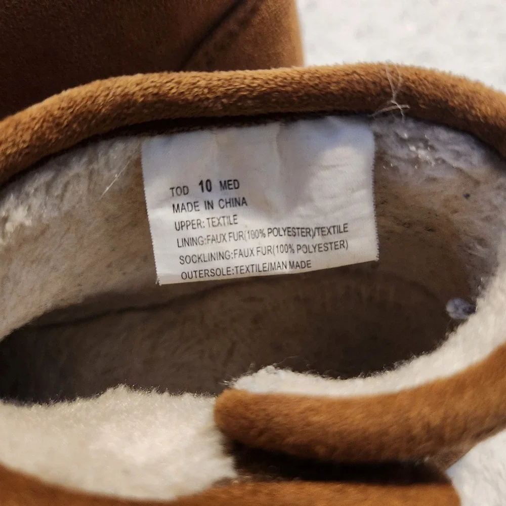 Toddler Faux Suede Faux Fur‎ Lined Ankle Boots Chestnut Brown Size 10